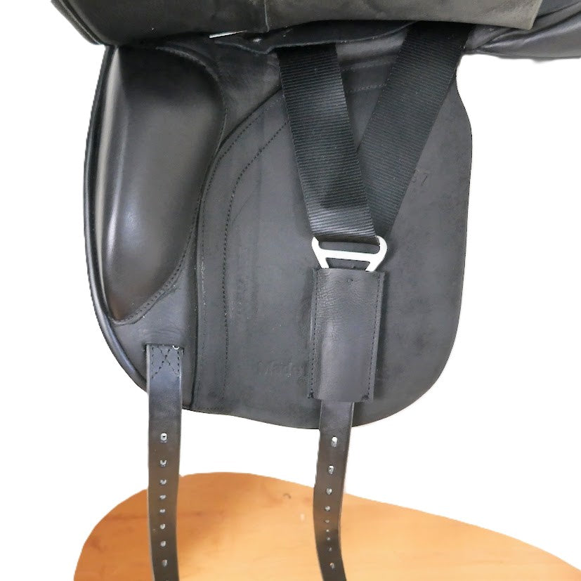 Ideal Ruth Dressage Saddle - 16.5" Wide Black Memel Leather TD141